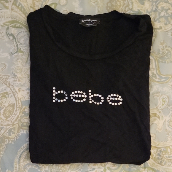 bebe Tops - Bebe Rhinestone Logo Tee